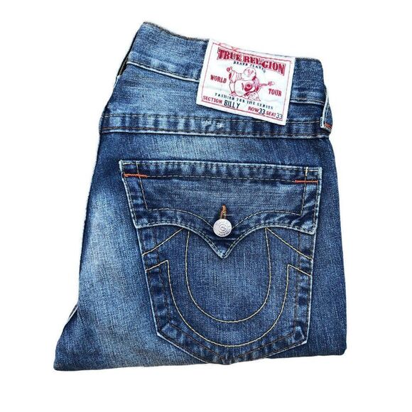 True Religion Jeans Size 33 BILLY Blue - Picture 1 of 11